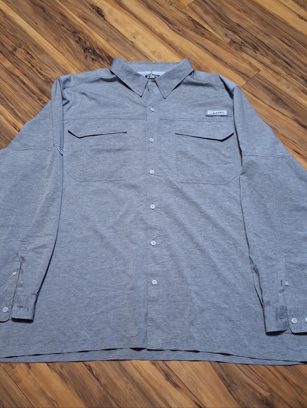 Habit mens 3X gray button up preformance shirt Fishing Outdoor Travel Hiking